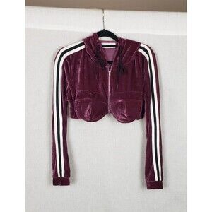Ver Luisant Cropped Hoodie Track Jacket XL Purple Velvet Underwire Bustier